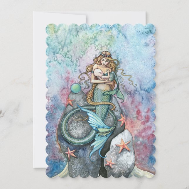 Bjudgörare för babykläder i mor och Baby Sjöjungfr Inbjudningar (Framsida)