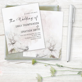 Bjudinbjudan för vit Blommigt för Budgeterad vatte