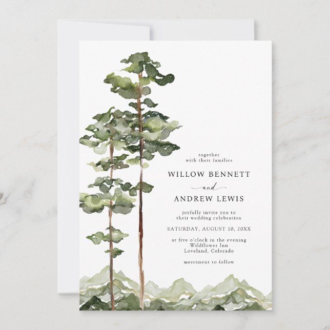 Bjudinbjudan till berg i Rustic Wedding Inbjudningar (Framsida)