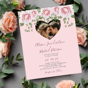 Bjudinbjudan till blommigt för rosa av budgetfotoh flygblad