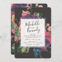 Bjudinbjudan till botaniskt bröllop i mörk Ro