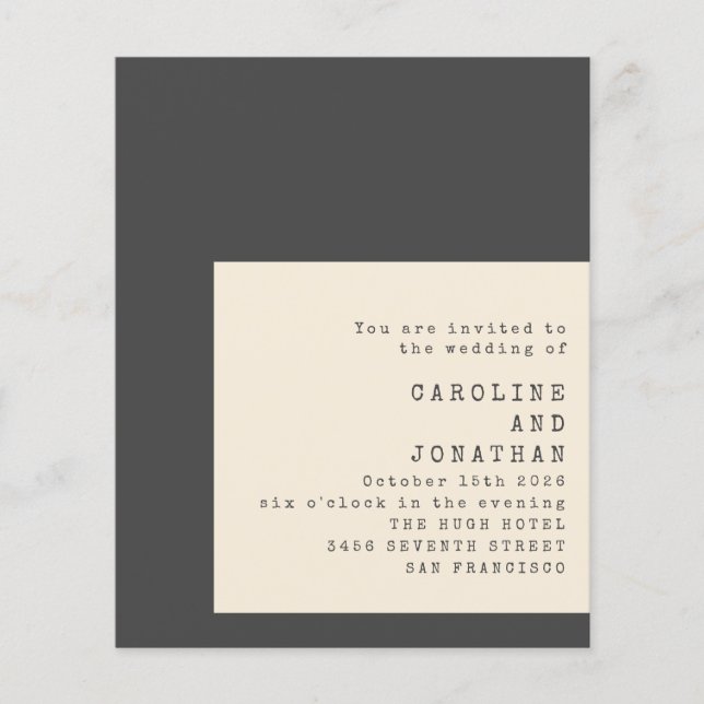 Bjudinbjudan till Budget Black Typewriter Typograp (Framsida)