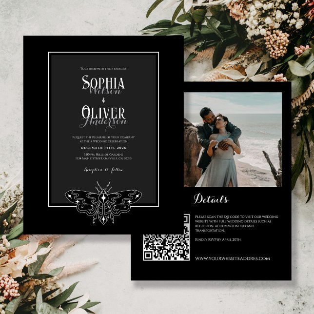 Bjudinbjudan till Budget Black&White Gothic QR-kod (Skapare uppladdad)