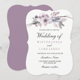 Bjudinbjudan till elegant Lila Grått Blommigt-bröl Inbjudningar