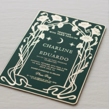 Bjudinbjudan till Forest Grönt & Guld Art nouveau