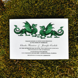 Bjudinbjudan till grönt Elegant Dragon Wedding Inbjudningar