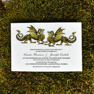 Bjudinbjudan till Guld Elegant Dragon Wedding Inbjudningar