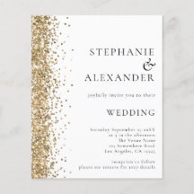 Bjudinbjudan till Guld Glitter White QR Code Weddi