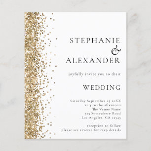 Bjudinbjudan till Guld Glitter White QR Code Weddi