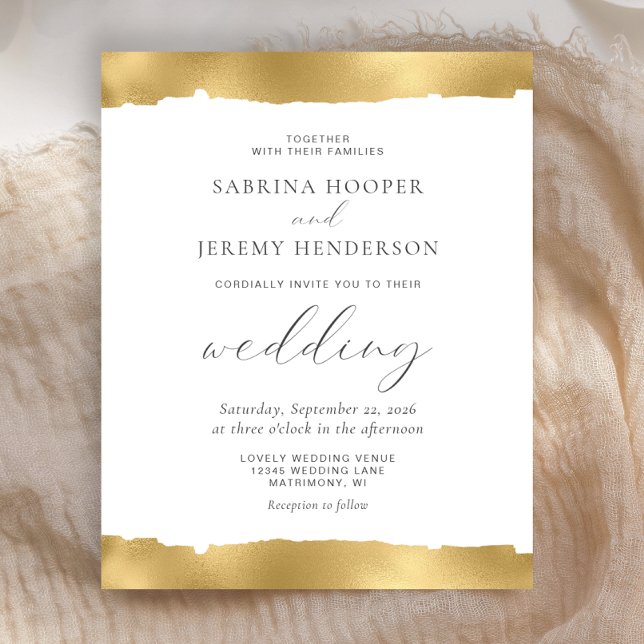Bjudinbjudan till Guld Torn Kant White Wedding (Skapare uppladdad)