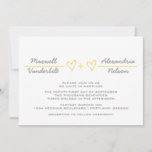 Bjudinbjudan till gult Heart Equation Wedding Inbjudningar