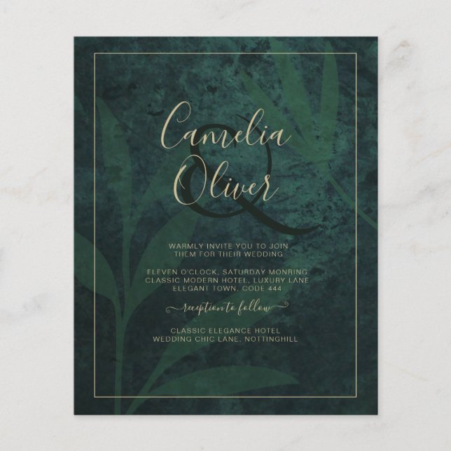 Bjudinbjudan till LeahG Emerald Forest Grönt Guld  Flygblad (Framsidan)