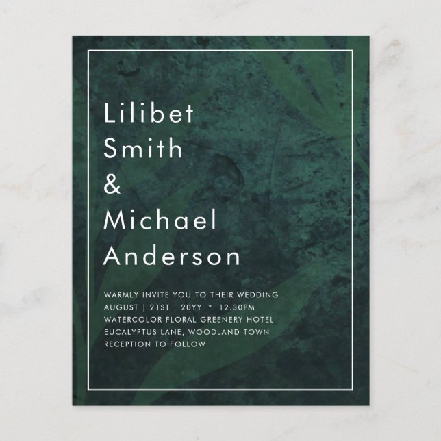 Bjudinbjudan till LeahG Emerald Grönt White Lövs W (Framsida)