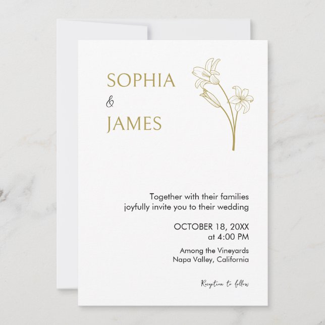 Bjudinbjudan till minsta möjliga Elegant i Guld Spara Datumet (Framsida)