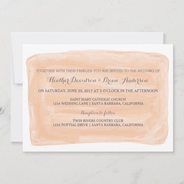 Bjudinbjudan till orange Watercolor Wedding Inbjudningar (Framsida)