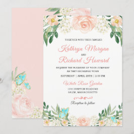 Bjudinbjudan till  Peach Ro Garden Watercolor Wedd Inbjudningar