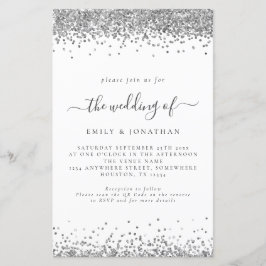 Bjudinbjudan till QR-kod för Silver Glitter i budg