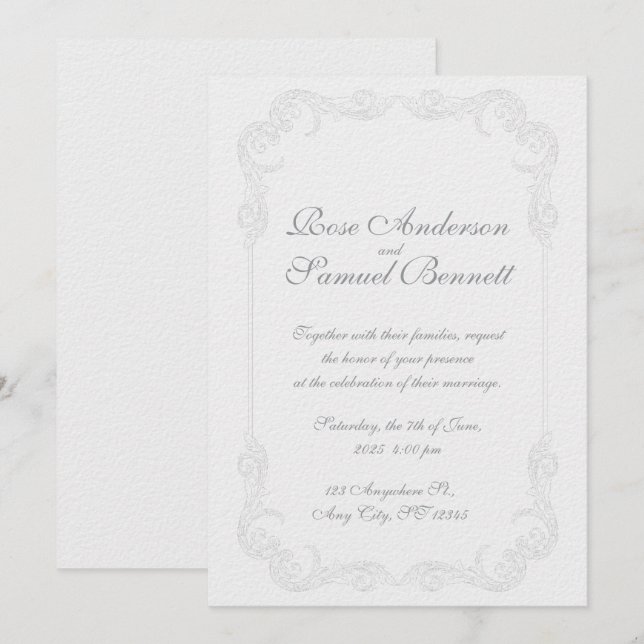 Bjudinbjudan till Ram Black White Wedding Inbjudningar (Fram/baksida)