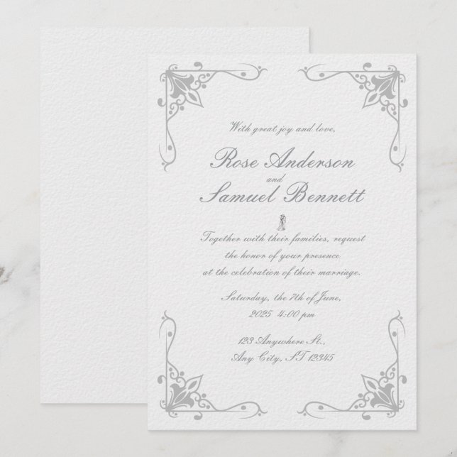 Bjudinbjudan till Ram Black White Wedding Inbjudningar (Fram/baksida)