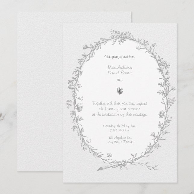 Bjudinbjudan till Ram Black White Wedding Inbjudningar (Fram/baksida)