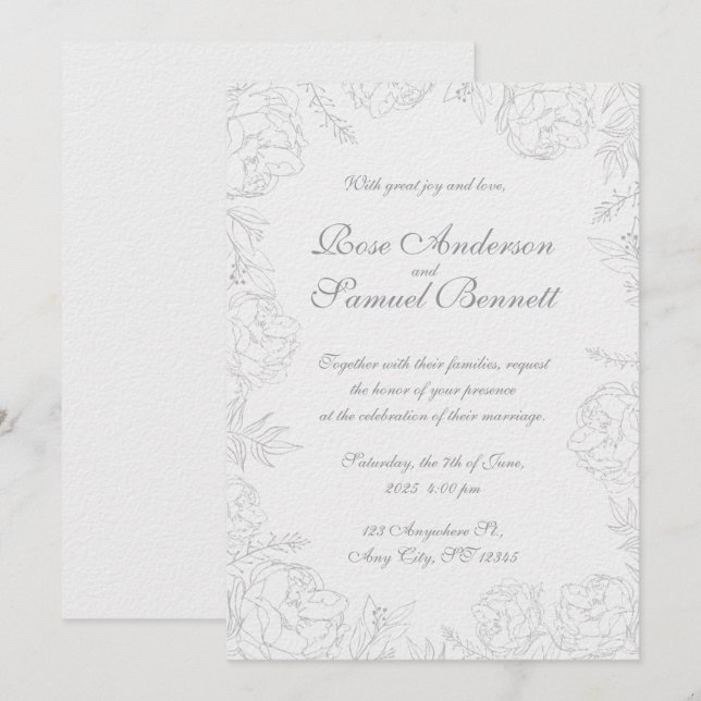 Bjudinbjudan till Ram Black White Wedding Inbjudningar (Fram/baksida)