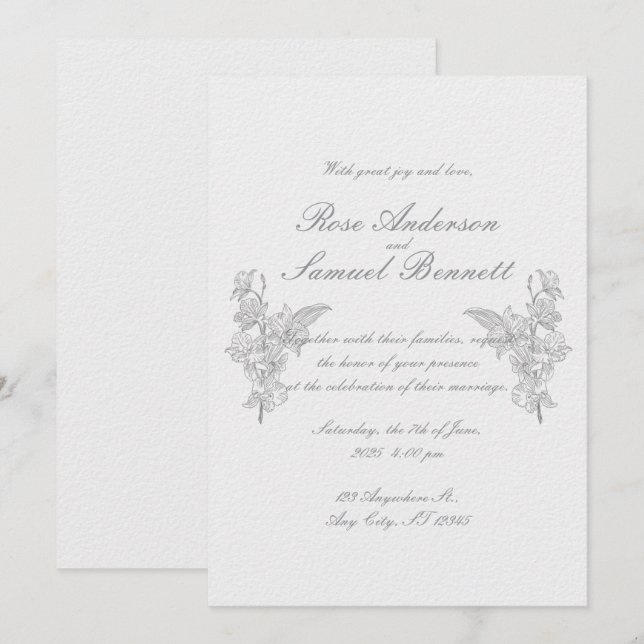 Bjudinbjudan till Ram Black White Wedding Inbjudningar (Fram/baksida)