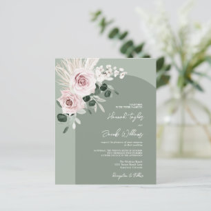 Bjudinbjudan till Rosa Blommigt Eucalyptus Sage br