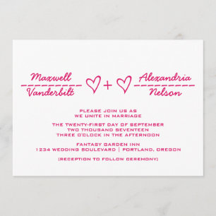 Bjudinbjudan till rosa Heart Equation Wedding Inbjudningar