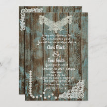 Bjudinbjudan till Rustic Pearls & Snöre bröllop