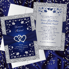 Bjudinbjudan till Silver Blommigt Hearts FAUX Foil Inbjudningar