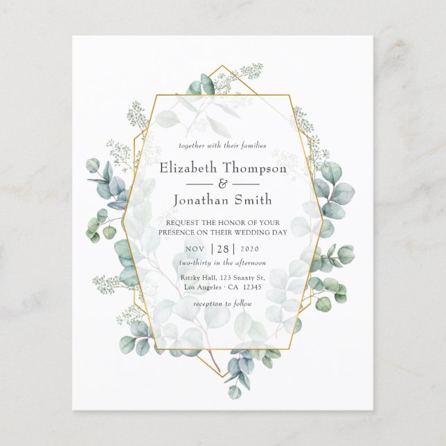 Bjudinbjudan till Silver Sage Geometric Eucalyptus Flygblad (Framsidan)