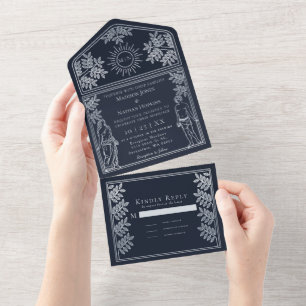 Bjudinbjudan till Silver-Tarot Card-bröllop i Älsk