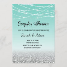 Bjudinbjudan till Teal och Silver Glitter Par-skjo