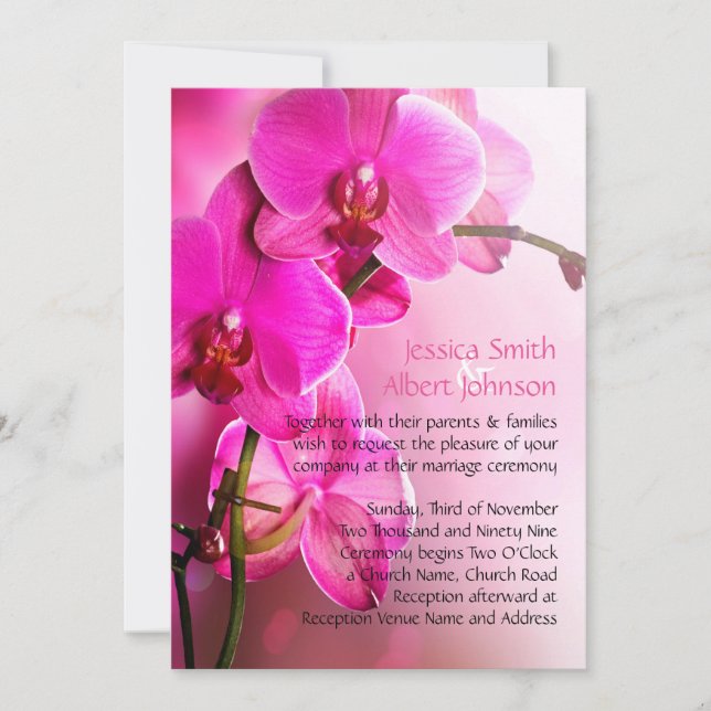 Bjudinbjudan till Vår Rosa Orchid Wedding Inbjudningar (Framsida)