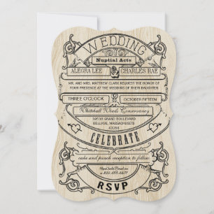 Bjudinbjudan till vintage Modern Typography Wood W Inbjudningar