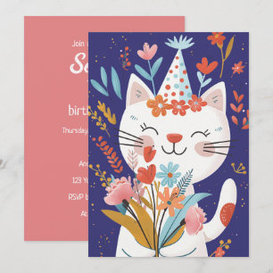 Bjudkort för kallelse till Cute Cat Firande på föd Inbjudningar