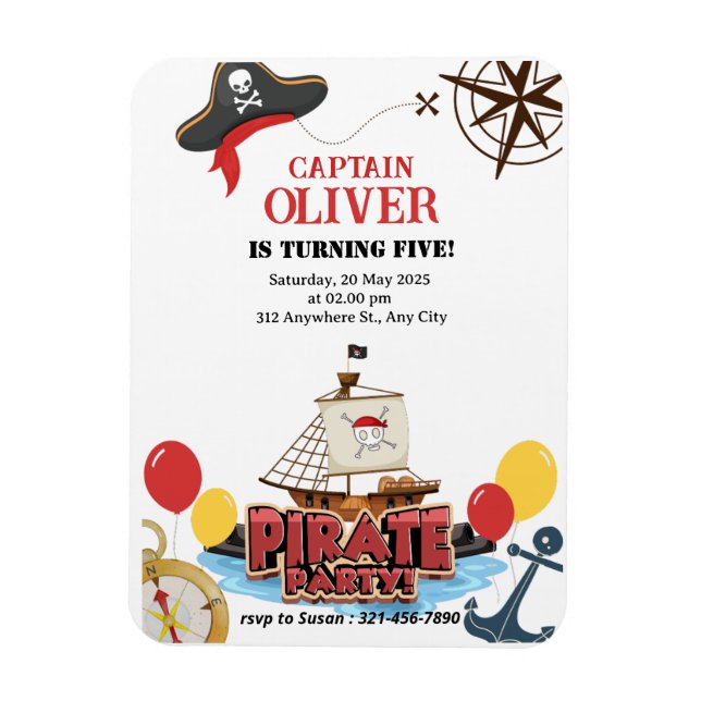 Bjudkort för nautisk Frakt i Pirat Magnet (Vertikal)