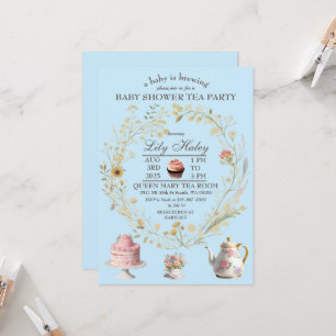 Bjudmanbjudan till Cottagecore Tea Party Baby Show Inbjudningar