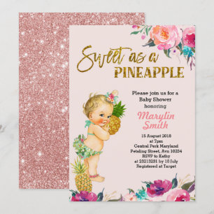 Bjudning av ananas för spädbarn i ro Guld Inbjudningar