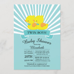 Bjudning av gummi Anka Twin Boys Baby Shower Inbjudningar