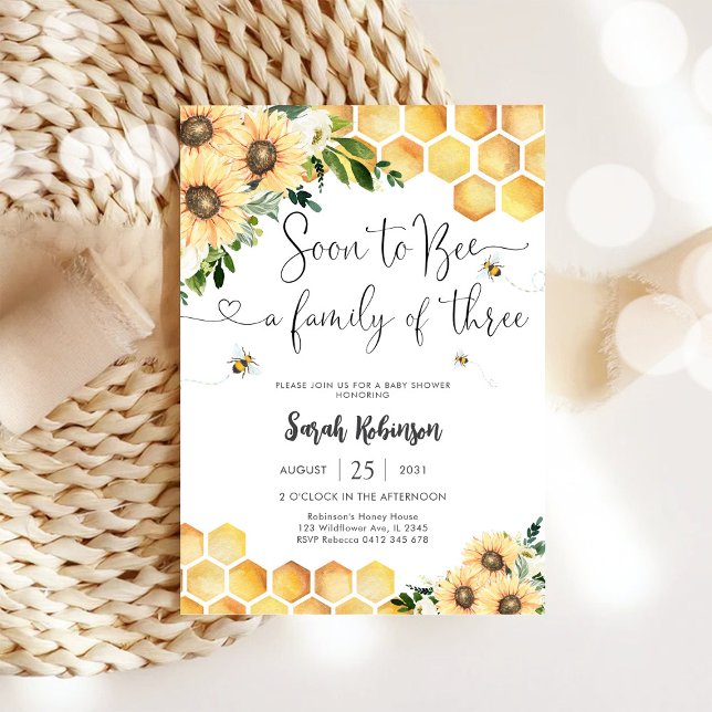 Bjudning till baby shower med bin och solros inbjudningar (Skapare uppladdad)