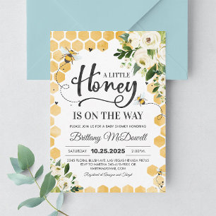Bjudning till baby shower med honungsbi En liten Inbjudningar