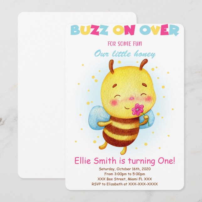 Bjudning till bin inbjudningar (Fram/baksida)