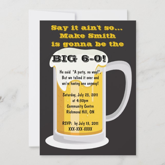 Bjudning till födelsedagsfest med öl inbjudningar (Framsida)