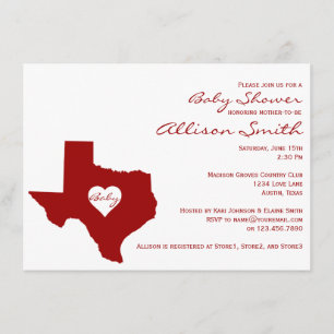 Bjudningar för Texas ThGoded Red White Baby Shower Inbjudningar