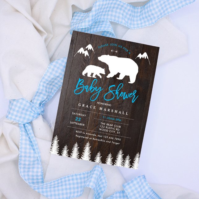 Bjudningsinbjudan till Rustic Mamma och Baby Bear  Inbjudningar (Skapare uppladdad)
