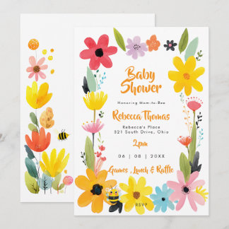Bjudningskort för baby shower med bin och vilda bl inbjudningar