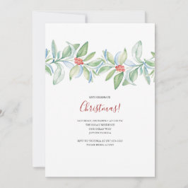 Bjudningskort i botanisk jul akvarell inbjudningar