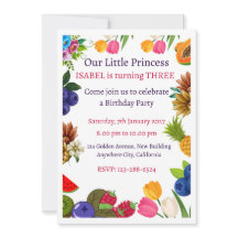 Bjudningskort med botanisk blommande prinsessa på