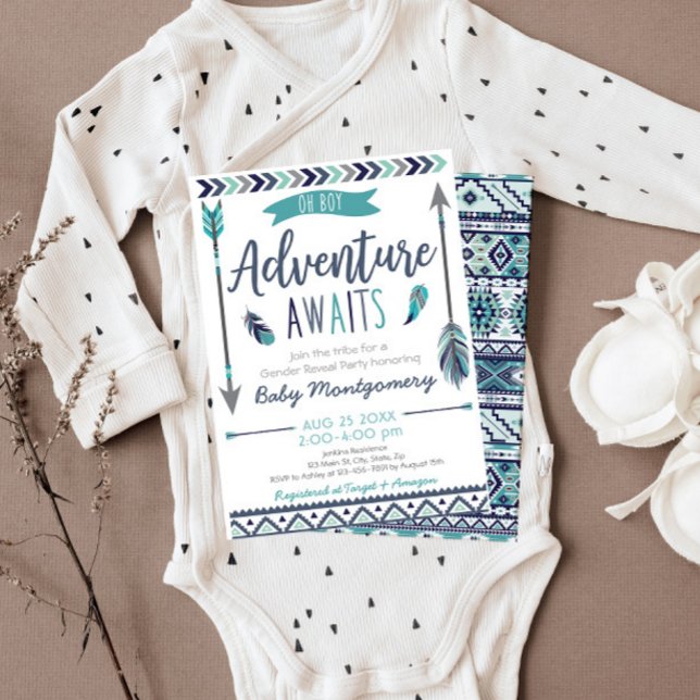 Bjudpivar Äventyr Boy Baby Shower-inbjudan Inbjudningar (Skapare uppladdad)
